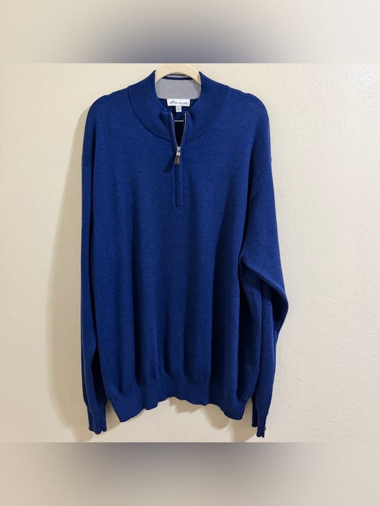Peter Millar Other - Peter Millar Merino Wool Silk Quarter Zip Sweater Blue Pullover Mens XXL NWOT